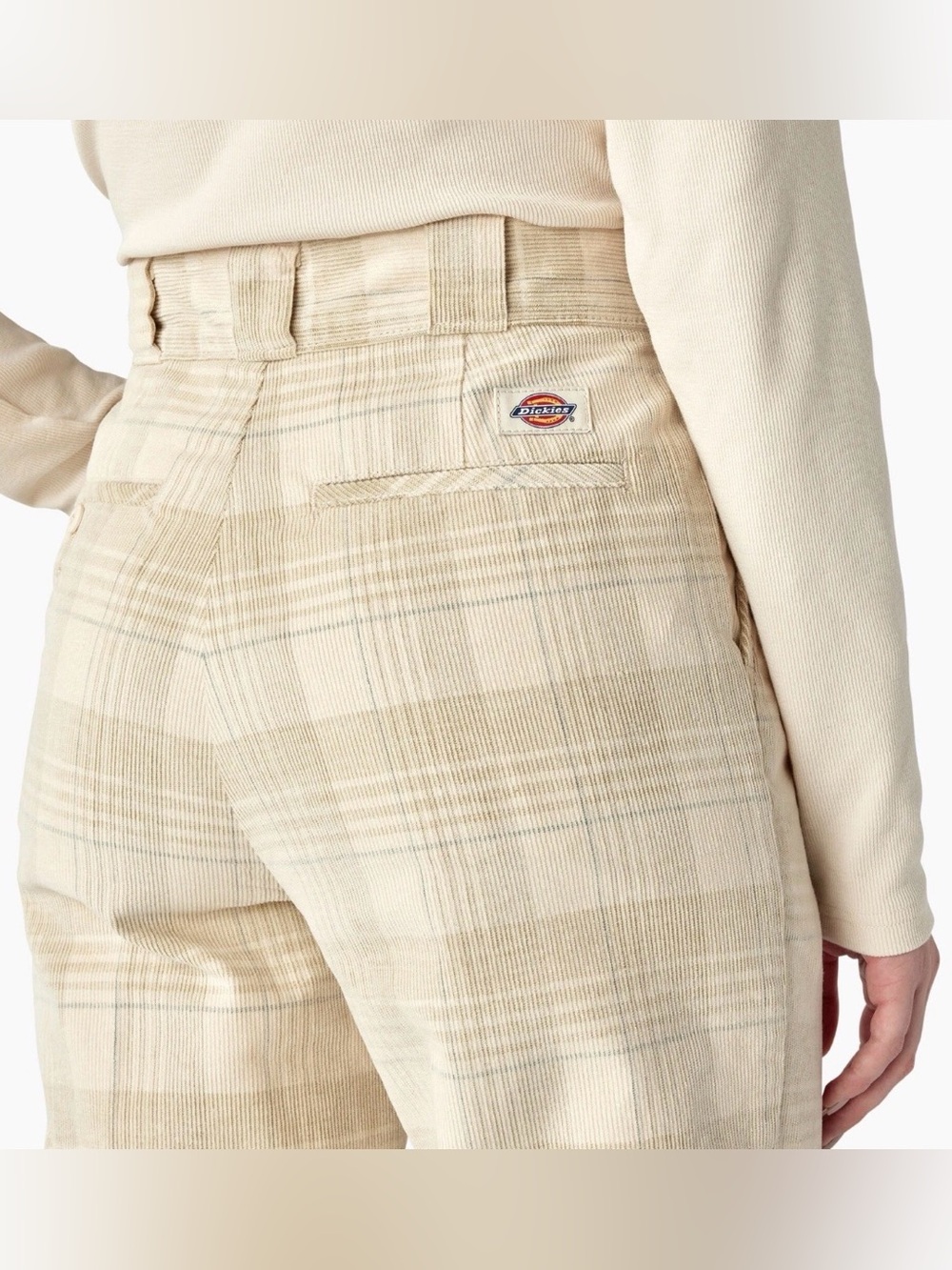 DICKIES Plaid High-Waist corduroy Straight Leg Pants size 24R NEW - Picture 2 of 7